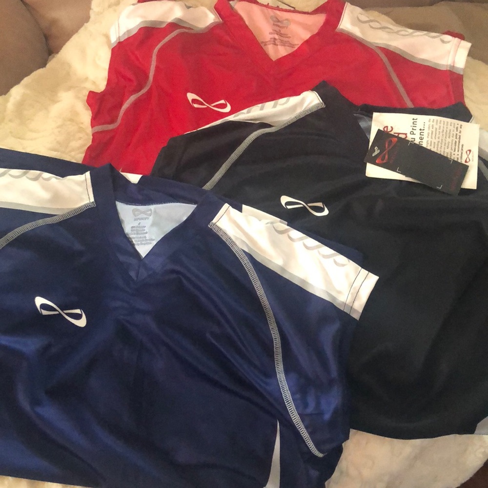 NWT - 3 Nfinity short sleeve shirts size S Red, Black and Blue excellent cond